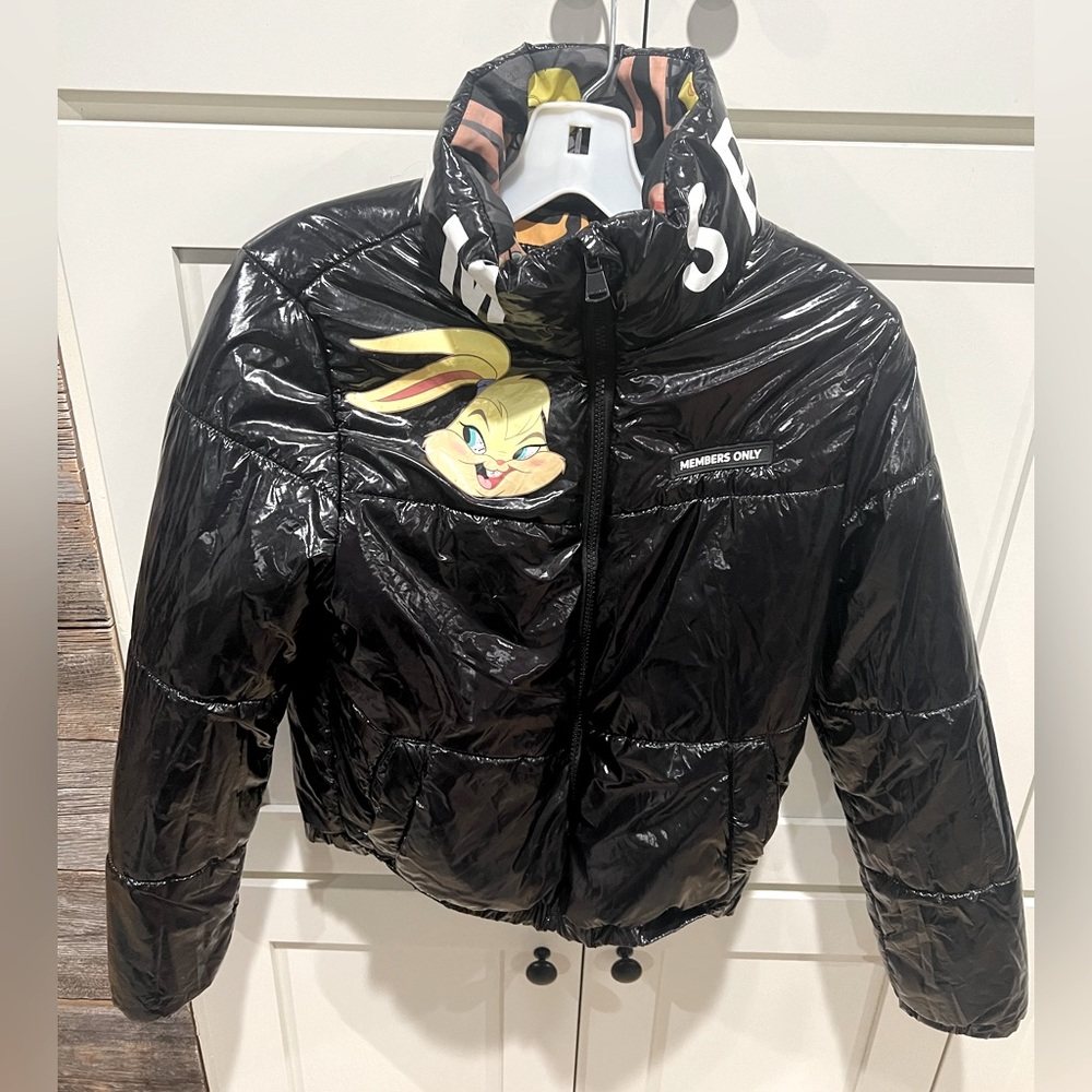 Women's Space Jam High Shine Puffer With Printed Jacket